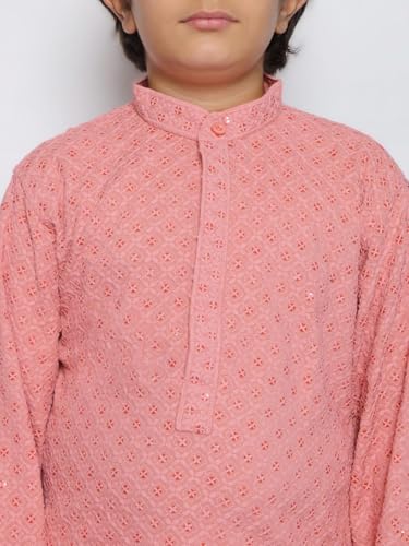 Image of AJ DEZINES Chikankari Kurta For Boys- Ethnic Wear | Embroidery Chikankari Sequined | Traditional & Festive Outfit | Cotton Stylish Boys Kurta | Perfect For Wedding & Family Function