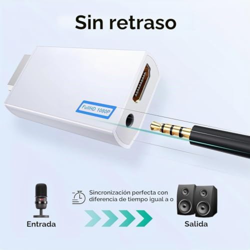 Miniatura 6 de Gana Convertidor De Wii A Hdmi, Adaptador De Wii A Hdmi, Conector Wii A Hdmi 1080p 720p, Salida De Vídeo Y Audio De 3,5 Mm, Soporta Todos Los Modos De Visualización Wii