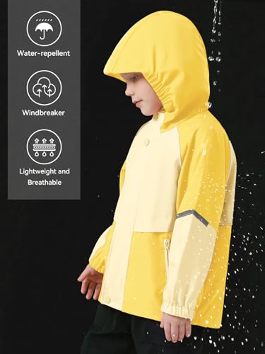 Image of Miipat Toddler Girls Rain Jacket Lightweight Waterproof Hooded Jackets Little Kids Windbreaker Outerwear Raincoats