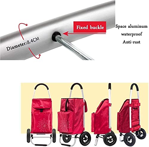 Aufblasbarer, leichter Einkaufstrolley mit Rollen, robust, zusammenklappbar, rot, tragbar und – Bild 6