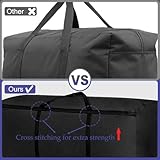 Kongming 2 Stück 180L Aufbewahrungstasche xxl Wasserdichte 600D Oxford Schwarz Extra Groß Umzugstaschen mit Reißverschluss Handgriff für Bettdecken Kissen Kleidung Bettwäsche Aufbewahrung Umzug