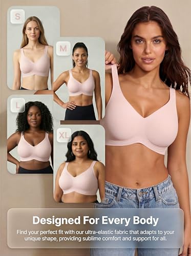 Image of Avidlove Bras for Women Seamless Bra Full Coverage T Shirt Bralettes V Neck Wireless Bra Comfortable Brassiere