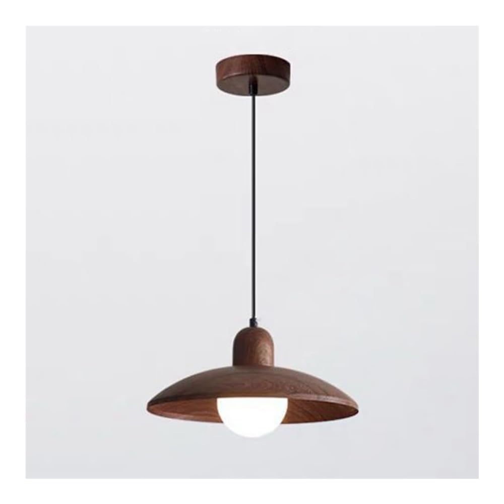 Wood Grain Pendant Light Fixture, Round Retro Hanging Lamp, Modern Ceiling Light for Kitchen Island & Bedside(Brown)
