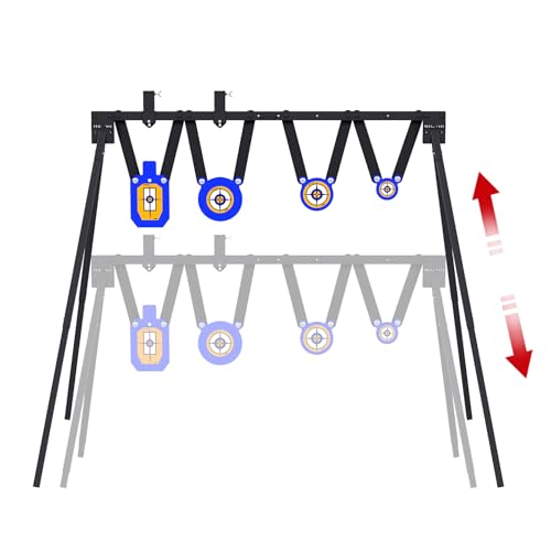 ATFLBOX AR500 Steel Target for Shooting Stand System Set, 63 Inch Adjustable Height, 3/8'' Thick 7''x12'' Silhouette and 4'' 6'' 8'' Gong Targets, 10pcs Paper Targets and Target Holder Expansion Kit