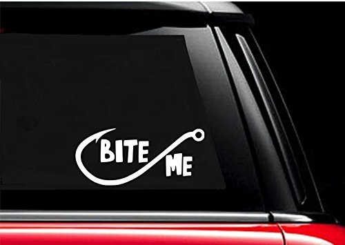 Bite Me Decal Fishing Car Truck Automotive Window Vinyl Decal Bumper Sticker (3" X 6.5") #TOP1