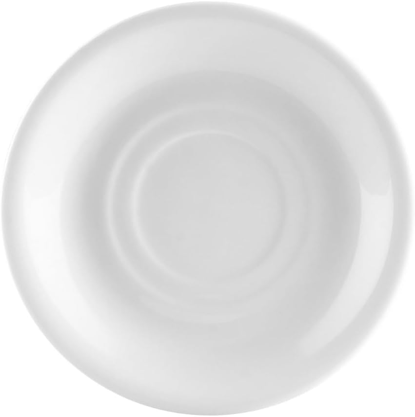 CAC China UVS-2 Saucer For UVS-1, etc. 6" Porcelain Round, Super White, Set of 36