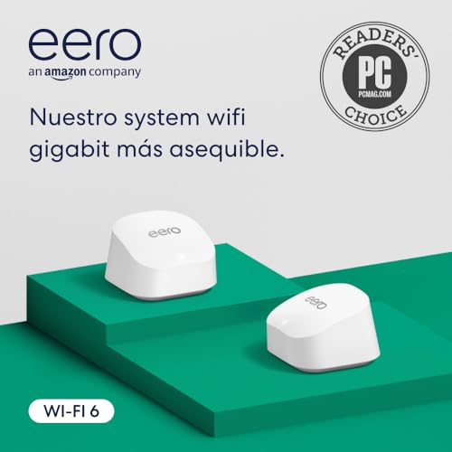 Router wifi de malla eero 6+ con sistema de red mesh Gigabit y pack de 2 nodos