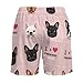 Men & Boys Fit Swim Trunks for Beach Athletic Hiking Quick Dry Drawstring Essentials Half Pants with Pockets Lining, Beachwear I Love French Bulldogs Cute Fashion Swim Trunks