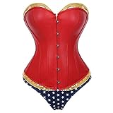 Grebrafan Soft Faux Leather Sweetheart Christmas Santa Claus cosplay Corset Top (US(12-14) 2XL, Red)