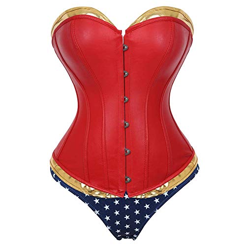 Grebrafan Soft Faux Leather Sweetheart Christmas Santa Claus cosplay Corset Top