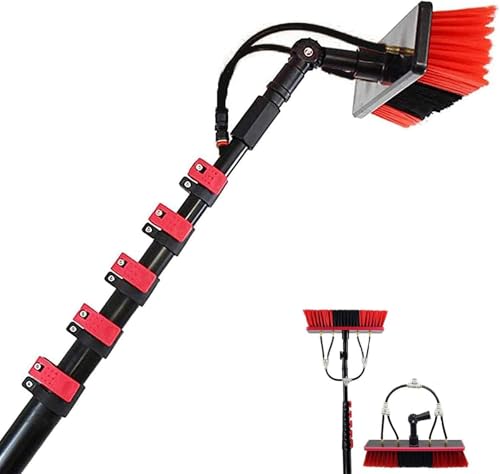 Kit de pértiga con suministro de agua y cepillo para limpieza de ventanas exteriores