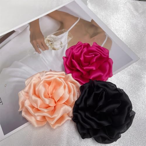 Image of Dainty Peony Rose Flower Brooches Lapel Pins Delicate Elegant Fabric Flowers Brooch Pin for Women Flower Corsage for Wedding Party Accessories Jewelry Gifts100mm