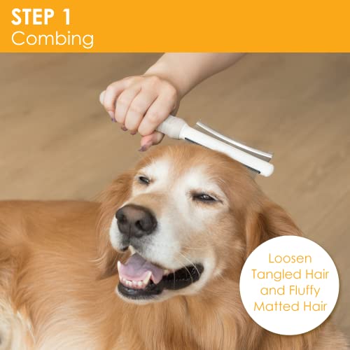2 In 1 Dog Cat Comb Shedding Brush, Stainless Dematting Comb For Dogs & Cats, Cat Brush For Indoor Cats For Removing Matted Fur, Knots & Tangles From Undercoat, Professional Deshedding Brush To Remove Dead & Loose Hair For Long Haired Dogs #TOP3