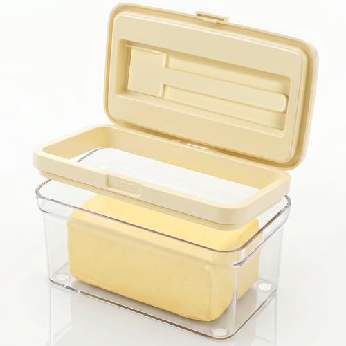 Butter Dish with Sealed Lid & Magnetic Knife, High-Quality Preservation Container, Anti-drying, No Dirty Hands, Extra Large Capacity Fits All Butter, Ideal for Countertop & Fridge Door Storage