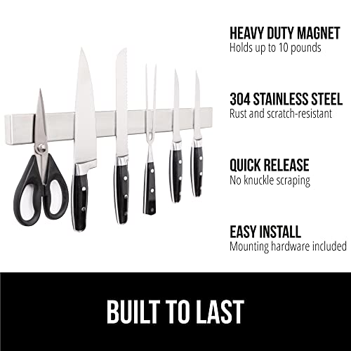 Gorilla Grip 840029656921 The Original Gorilla Grip Stainless Steel Magnetic Knife Holder, 16 Inch, Heavy Duty Magnet Strip For Knives, Wall Or Refrigerator Mounted Bar, Easy Install Rack thumb #1