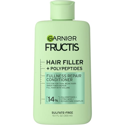 Garnier Fructis Hair Filler Fullness Repair Conditioner Volumizing Conditioner with Polypeptides and Hair Repair Complex for Thin Weak Split Ends 10.1 Fl Oz