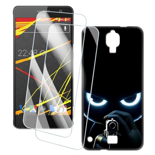 OAGELIM 2er Pack Bildschirm Schutzfolie + Hülle Kompatibel mit Hisense King Kong II (5 Zoll) Künstlerisch Bedruckte Hülle & Gehärtetes Glas Kratzfest (Ziel)
