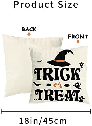 Halloween Pillow Covers Orange Black Horror Pillow Case Bat Throw Cushion Cover Linen Cushion Cases for Home Office Halloween Sofa Bed Decoration, 18" x 18