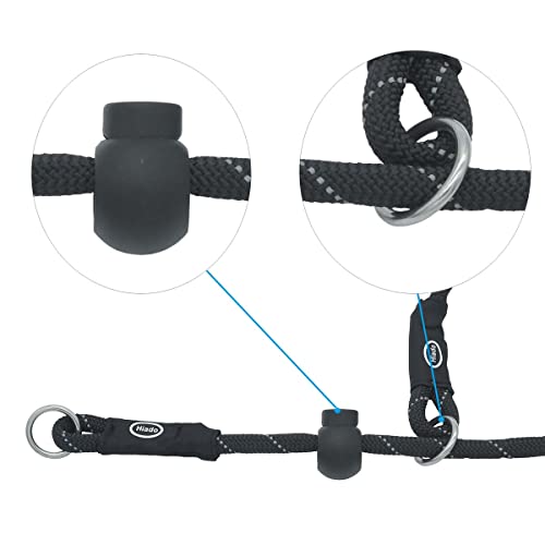 Hiado Dog Training Rope Collar, No Pull Round Martingale Collar, Slip Collar With Stopper For Small Medium Large Dogs Black L #TOP1