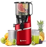 AMZCHEF Slow Jucier automatique, Ouverture de 145 mm et capacité de 1,8 L Extracteur de jus de fruits et légumes entiers, Juicer Machine lent de 250W avec triple filtre - Rouge
