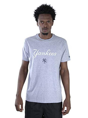 CAMISETA MLB NEW YORK YANKEES ESSENTIALS FLAMULA MARINHO MESCLA CINZA New Era