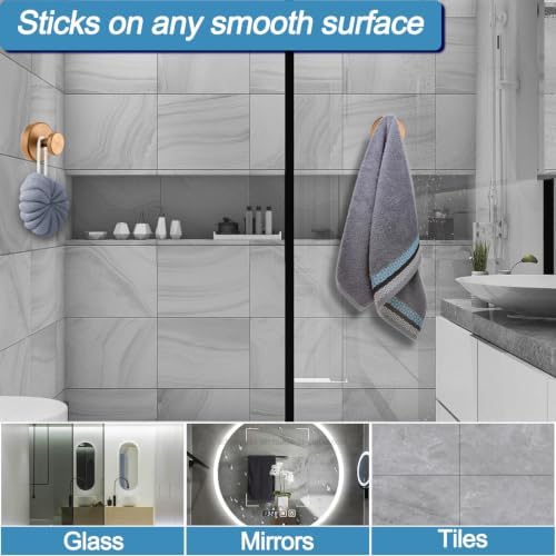 Hviiso Suction Cup Hooks for Shower, No Drill Towel Hooks for Bathroom - 2