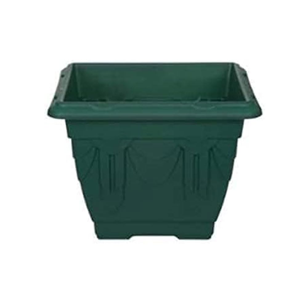 shopior Square Planters for Indoor & Outdoor Spaces| 38cm Large Plastic Garden Flowers, Herbs, and Decorative Plant Pots- Patio or Home Decor | Durable Garden Planters for Flowers & Plants (1, Green)
