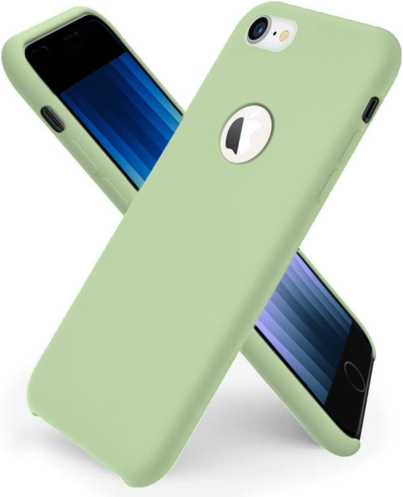 Image of VONZEE Liquid Silicone Soft Back Cover for iPhone 7 Case, Shockproof Slim Camera & Full Body Protection Non Yellowing Cover with Microfiber Lining & Logo Cut (4.7 Inch) -Matcha Green