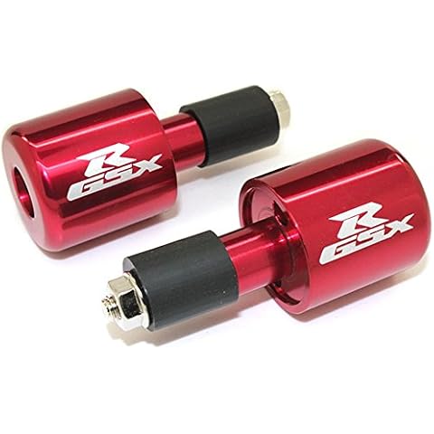 [GT-Speed] Compatible/Replacement for Red GSXR Logo CNC Bar Ends, Suzuki GSXR 600/750/1000/1100 (Read Product Description for Model & Year Specification) Cover