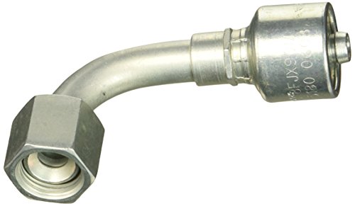 Image of Gates G25180-0608 Female JIC 37 Flare Swivel - 90 Bent Tube (MegaCrimp)