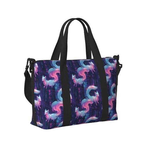 Sac fourre-tout pour ordinateur portable avec compartiment sécurisé et imprimé renard cyber unique