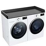 Royxen Washer Dryer Countertop Solid Wood with Polyester Coating, Laundry Countertop with Edge Rails - 27.5' Depth x 54' Width Laundry Room Organization (Black)