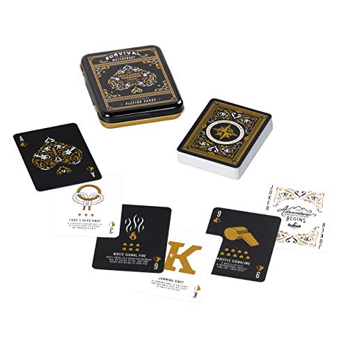 Gentlemen's Hardware Campfire Survival All Weather Waterproof Travel Playing Cards Set with Durable Metal Tin