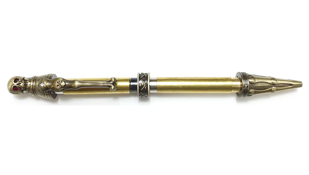 CHARNWOOD Penturning PS2 Pirate Skull Twist Pen - Antique Bronze