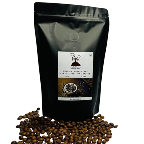 Image of MOKKAFARMS 100% Pure Arabica Roasted Coffee Beans 350 gram, Light-Medium Roast, Fresh Single Origin Coffee, Plantation A /Aa Bean, Rich Flavorful Aromatic, Farm To Fork, One Way Valve /Zip-Lock Bag |