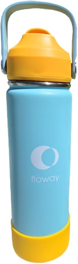 Floway 24oz Stainless Steel Vacuum Insulated Water Bottle with Straw Lid and Cleaning Brush, BPA Free, Leakproof, Temp Control, for Hot and Cold Drinks (Sunny Sky, 24oz)
