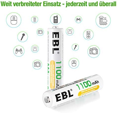 EBL Akumulator Micro AAA 1100 mAh - bateria AAA do ponownego ładowania typ NI-MH z pudełkiem do przechowywania 4 sztuki