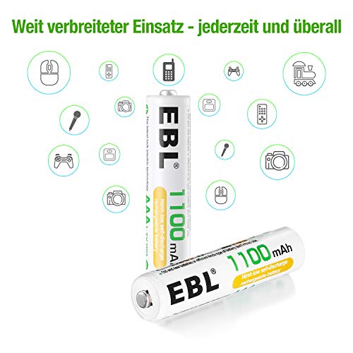 EBL AAA Akku 1100mAh 8 Stück – wiederaufladbare NiMH Batterien