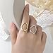 Dtexhif Oval Round Loop Open Statement Ring for Women Fashion 18K Gold Plated Ring Classic Oval Adjustable Ring Minimalist Geometic Circle Wedding Jewelry (Silver)