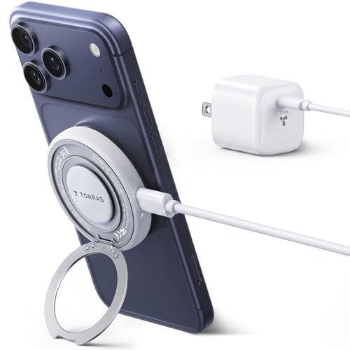 TORRAS Qi2.2 25W Wireless Charger, Magnetic Charger for Phone 17 16 15 14 13, Samsung Galaxy S26 S25, Phone Wireless Charger, Phone Charger Stand with Cable and Plug, White