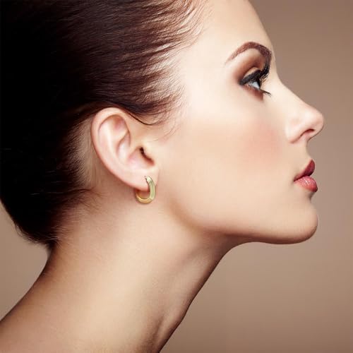 Gold Earrings 14K Gold Hoop Earrings for Women Trendy Bold and Beautiful Three-Layer Construction Thick Chunky Hoop Earring for Women3