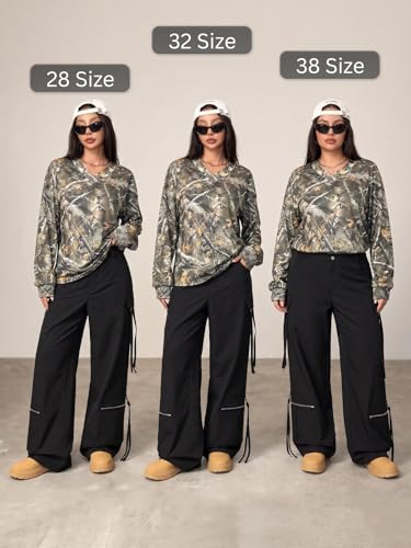 Image of GRECIILOOKS Cargo Pants for Woman | Trousers for Womans |High Waist Cotton Trouser Flared Parachute Pants with Side Pockets |Womens Cargo Pant | Elegant for College & Events (Available in Plus Size)