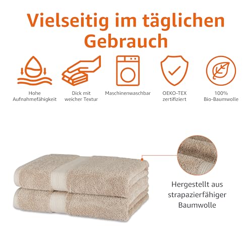 Amazon Basics Badetuch aus Bio-Baumwolle, 2 Stück, 76 x 137 cm