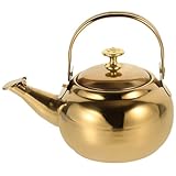 ABOOFAN Gold Whistling Tea Kettle, 14cm Stovetop Teapot, Stainless Steel Water Boilers, Beverage Carafe Pitcher with Infuser Camping Coffee Kettle for Home Kitchen Hotel
