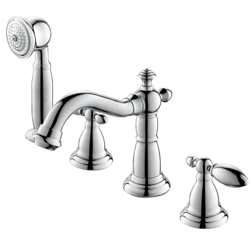 Robinet de baignoire 4 trous laiton double poignée anti-corrosion