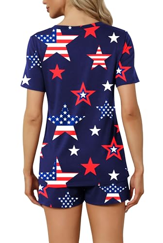 Image of RUBZOOF Women's Short Sleeve Pajama Sets with Pockets Casual V Neck 2 Piece Lounge Sets S-3XL