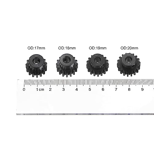 sourcing map Mod 1 M1 Ritzelmotor-Zahnradsatz, 4-tlg. 15T 16T 17T 18T, passend für 5 mm RC-Motorwelle, M1 Pitch-Zahnräder für RC-Autos, mit Innensechskantschlüssel