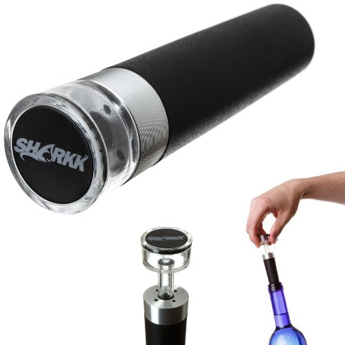 SHARKK® SET OF 2 Wine Bottle Stopper With Vacuum Pump Feature For Air-Tight Wine Storage (Black, 2)