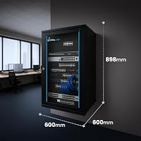 Extralink Serverschrank 19 Zoll 18HE – Netzwerkschrank 600mm Tiefe zur Wand- oder Standmontage, Traglast 100 kg, gehärtete Glastür, abschließbar 180° Öffnung, schwarz – für Heimnetzwerk & IT-Geräte – Ansicht 6