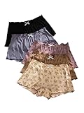 RoseSeek Women's 5 Pack Floral Ruffle Trim Boy Shorts Bowknot Brief Panties Comfy Underwear Multicolor Floral Medium